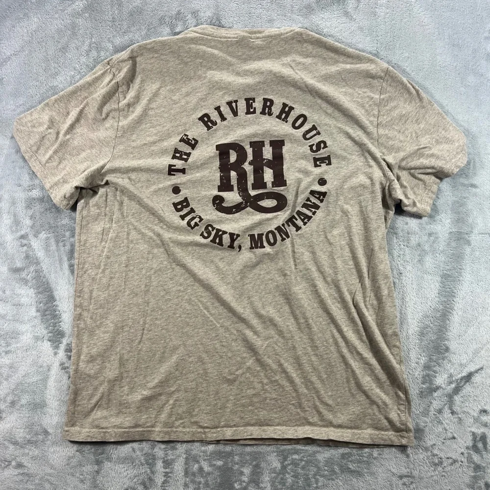 DISTRICT The Riverhouse Big Sky Montana T-Shirt Mens XL Tan Graphic Tee - Picture 3 of 15